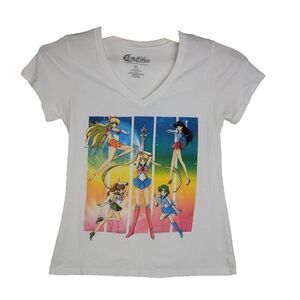 Sailor Moon Women's Anime T-Shirt Size XL White Short Sleeve